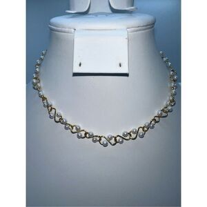 Vintage Faux Pearl and S Link Chain Necklace